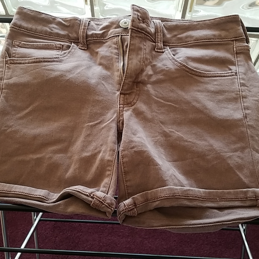 Mauve super stretch midi Aeo Twill shorts